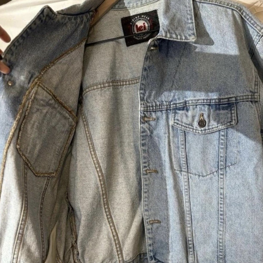 Vintage 90s L.E.I. Denim Jacket Light Wash Trucker Made in USA M Y2K‎ Grunge - Picture 4 of 13
